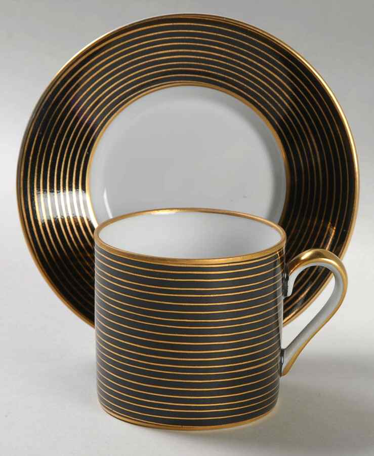 Rondelle Black Flat Demitasse Cup & Saucer Set by Fitz & Floyd-1