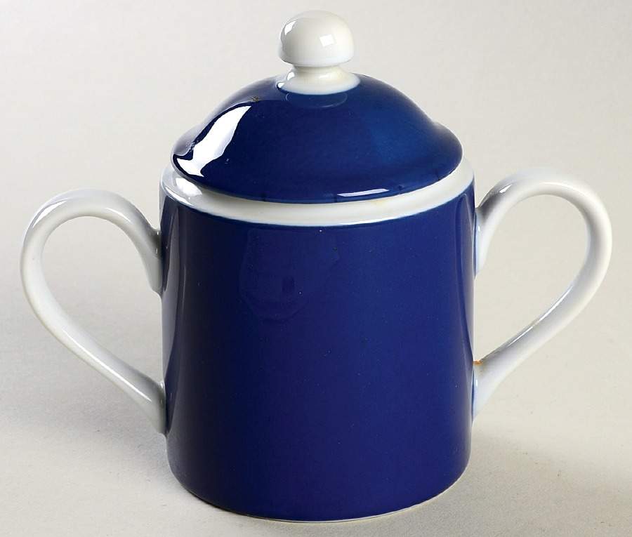 Rondelet Blue Sugar Bowl & Lid by Fitz & Floyd-1