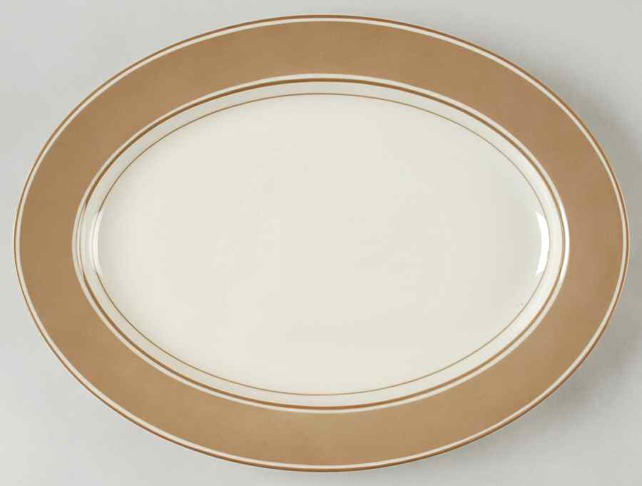 Rondelet Fawn Brown 14" Oval Serving Platter by Fitz & Floyd-1