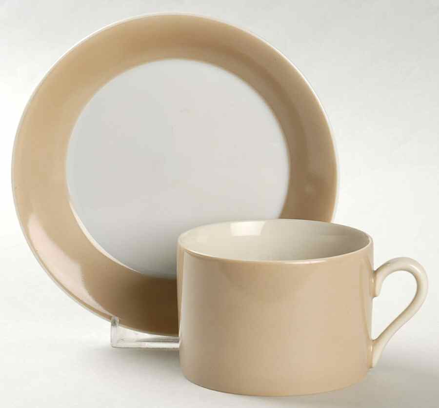 Rondelet Fawn Brown Flat Cup & Saucer Set by Fitz & Floyd-1
