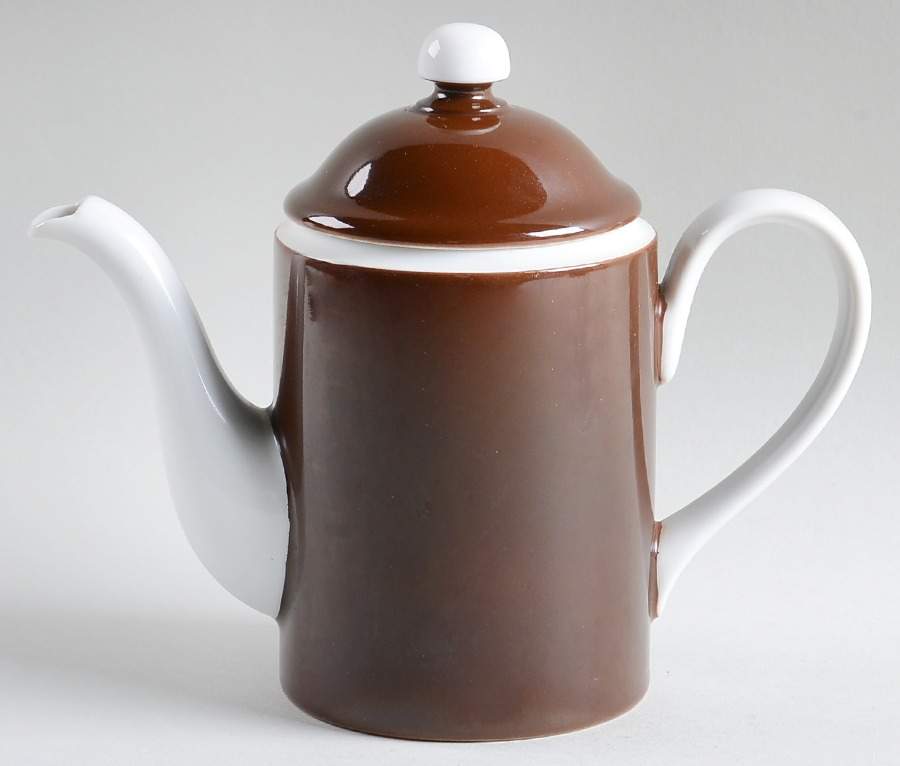 Rondelet Dark Brown (White Background) Mini Coffee Pot & Lid by Fitz & Floyd-1