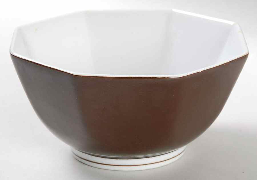 Rondelet Dark Brown (White Background) 5" Octagonal Vegetable Bowl by Fitz & Floyd-1