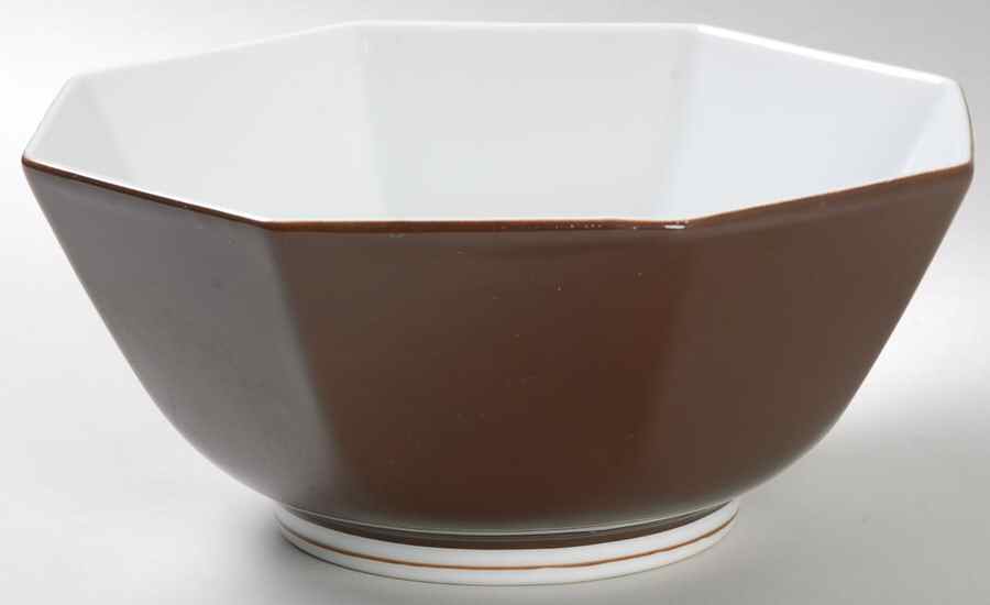 Rondelet Dark Brown (White Background) 6" Octagonal Vegetable Bowl by Fitz & Floyd-1