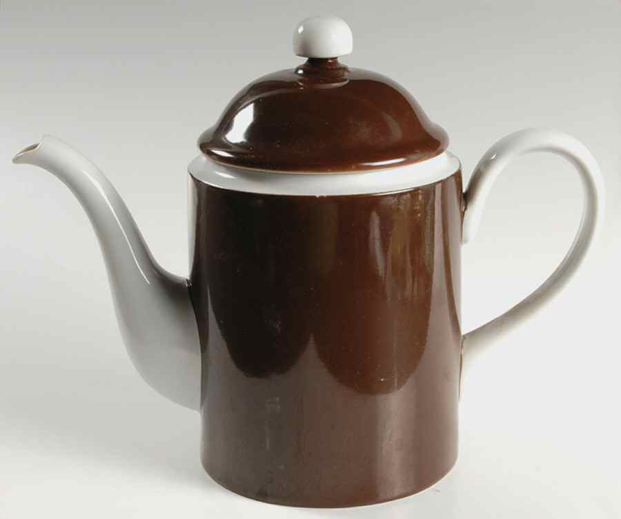 Rondelet Dark Brown (White Background) Coffee Pot & Lid by Fitz & Floyd-1