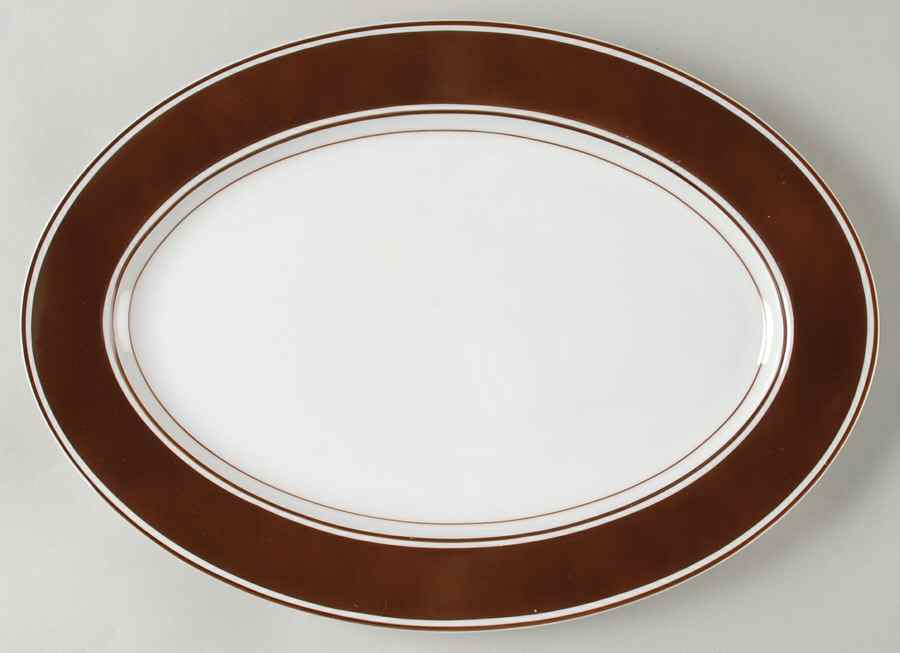 Rondelet Dark Brown (White Background) 14" Oval Serving Platter by Fitz & Floyd-1