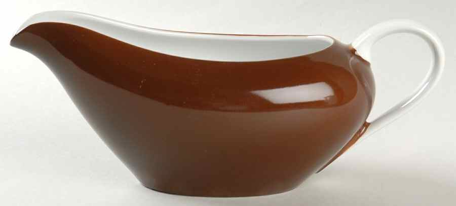 Rondelet Dark Brown (White Background) Gravy Boat by Fitz & Floyd-1
