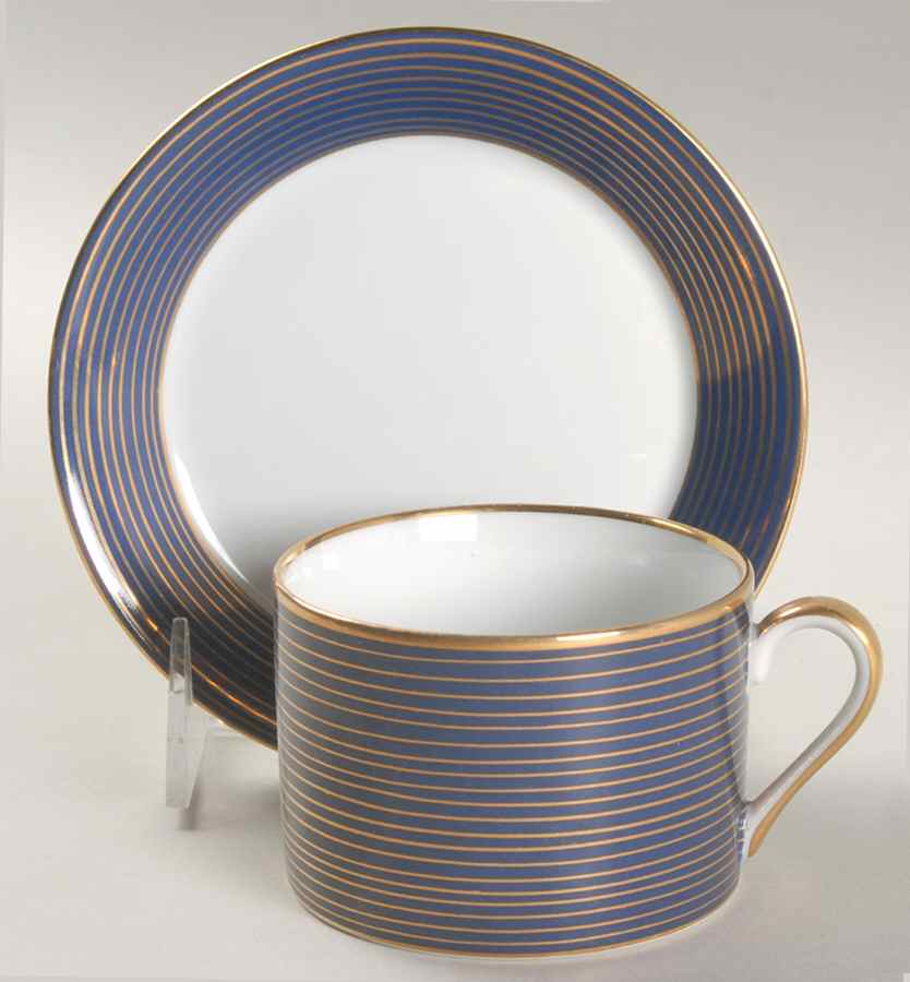 Rondelle Lapis Blue Flat Cup & Saucer Set by Fitz & Floyd-1