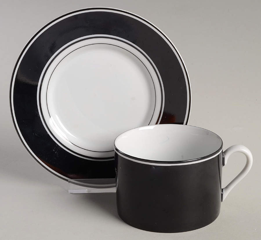 Rondelet Noir Flat Cup & Saucer Set by Fitz & Floyd-1