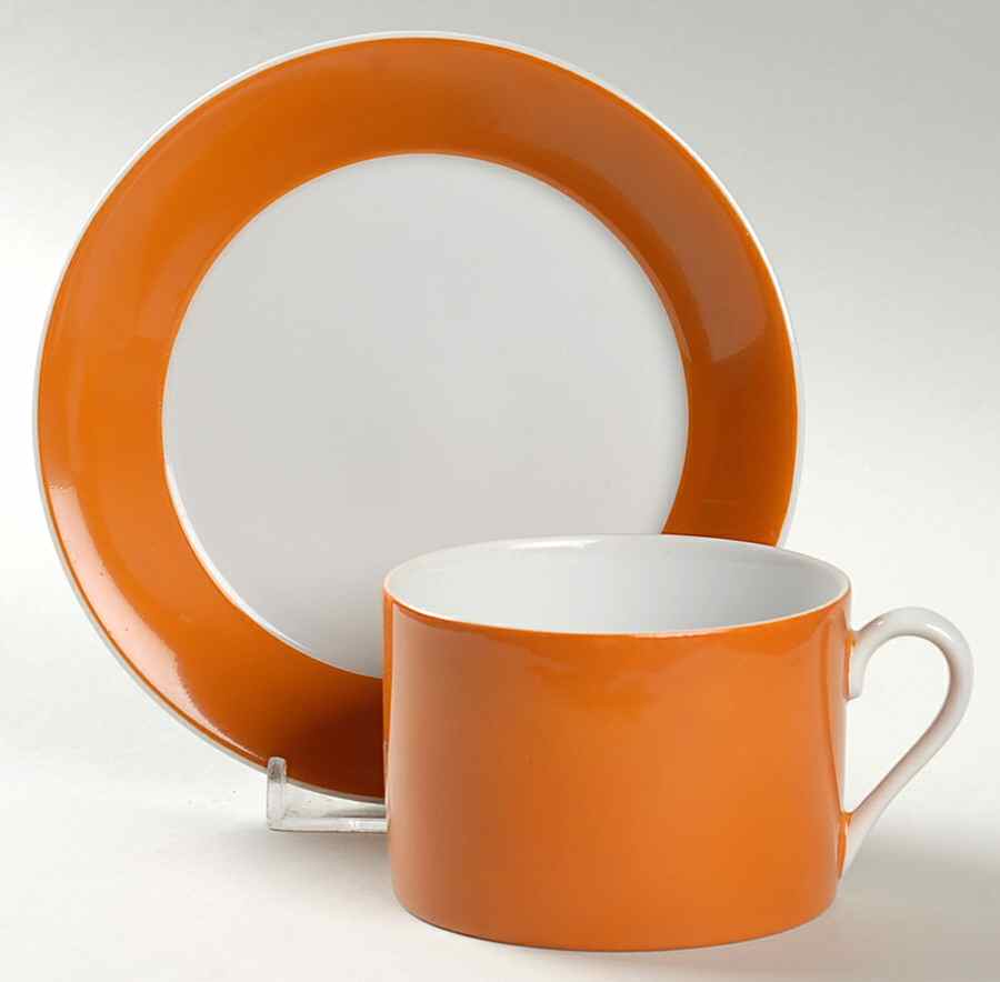 Rondelet Butterscotch (Orange) Flat Cup & Saucer Set by Fitz & Floyd-1