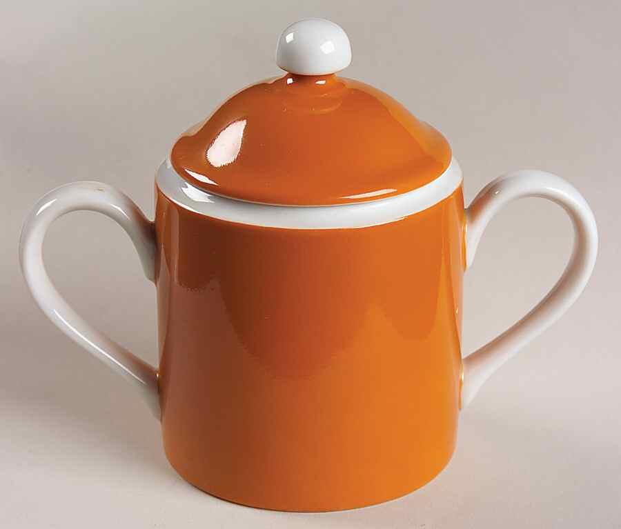 Rondelet Butterscotch (Orange) Sugar Bowl & Lid by Fitz & Floyd-1