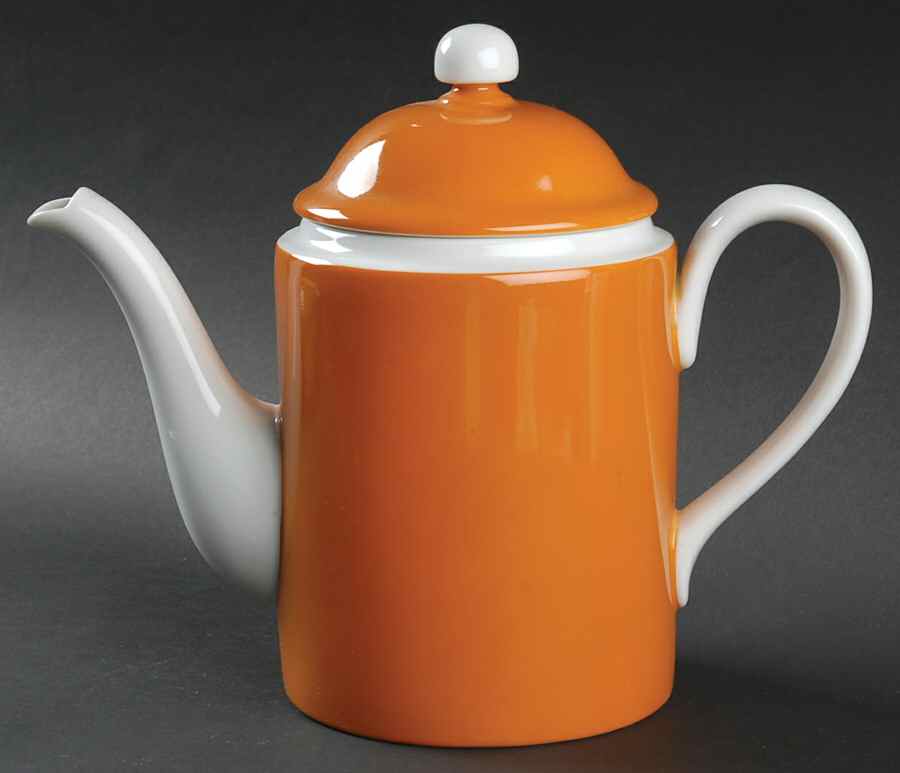 Rondelet Butterscotch (Orange) Coffee Pot & Lid by Fitz & Floyd-1