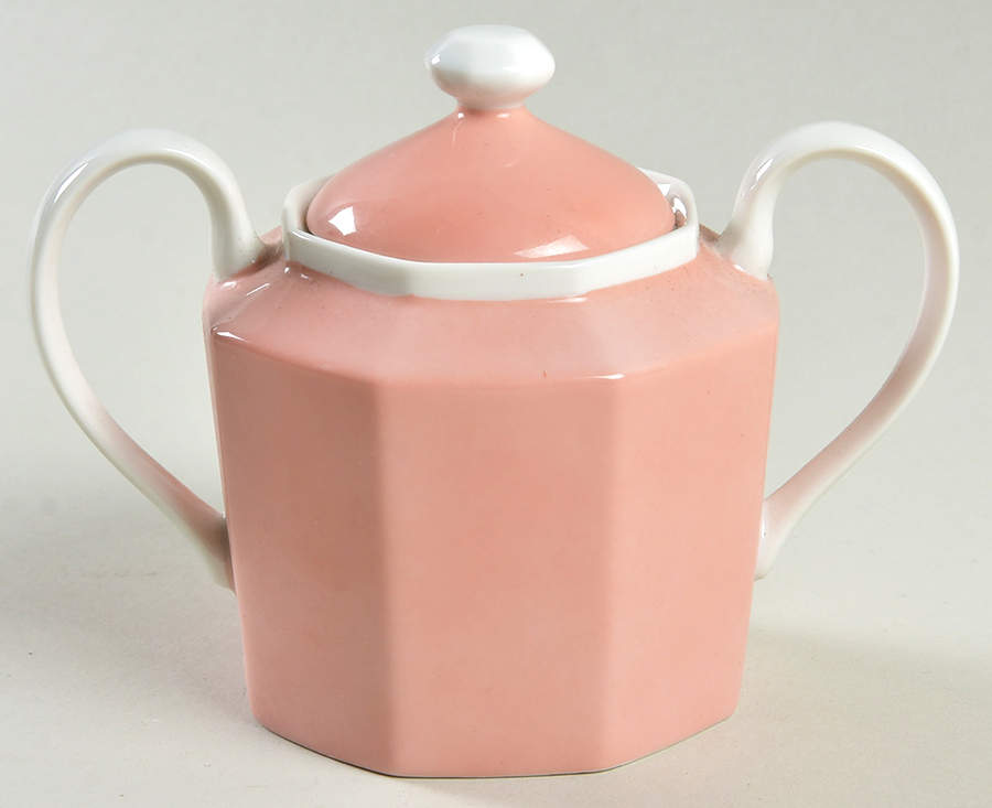 Rondelet Peach (White Background) Sugar Bowl & Lid by Fitz and Floyd-1