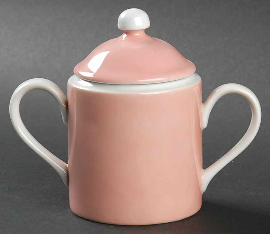 Rondelet Peach (White Background) Sugar Bowl & Lid by Fitz and Floyd-1