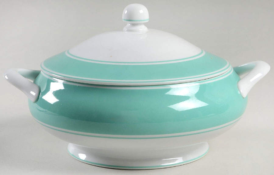 Rondelet Turquoise Round Covered Vegetable by Fitz & Floyd-1