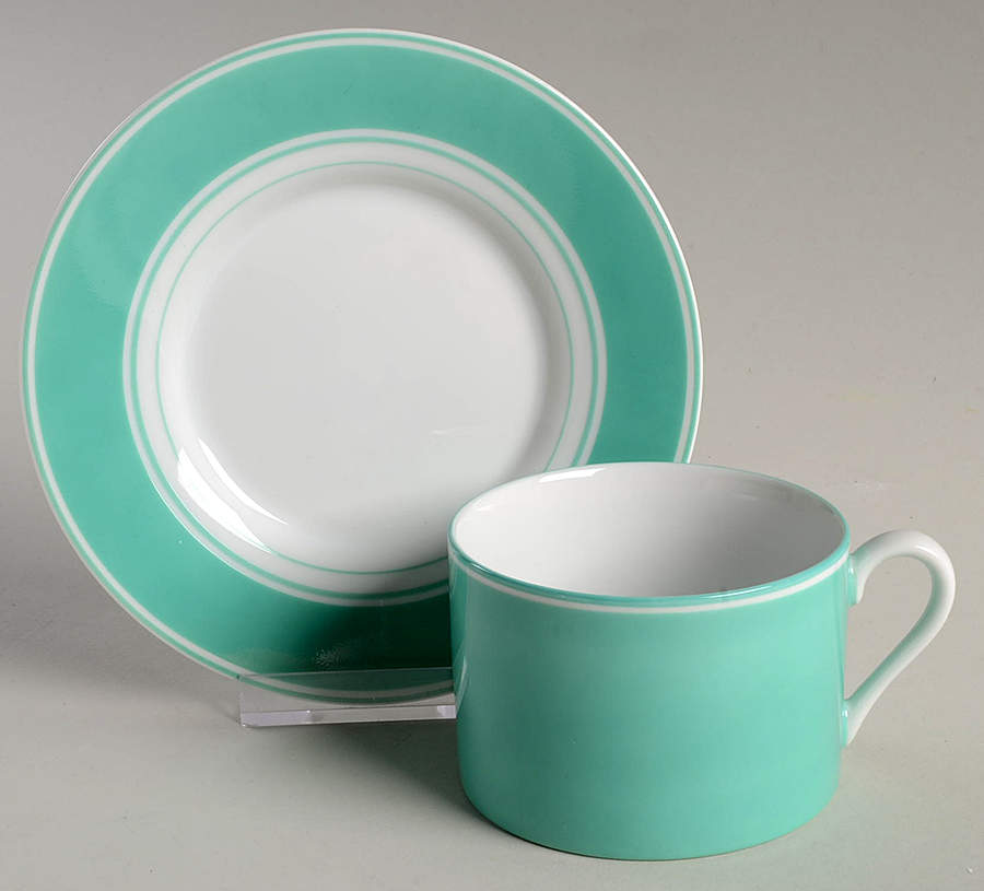 Rondelet Turquoise Flat Cup & Saucer Set by Fitz & Floyd-1
