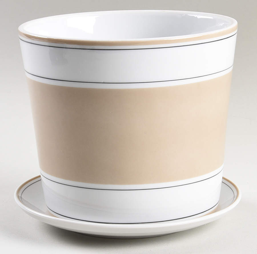 Rondelet Taupe 5" Flower Pot & Underplate by Fitz & Floyd-1