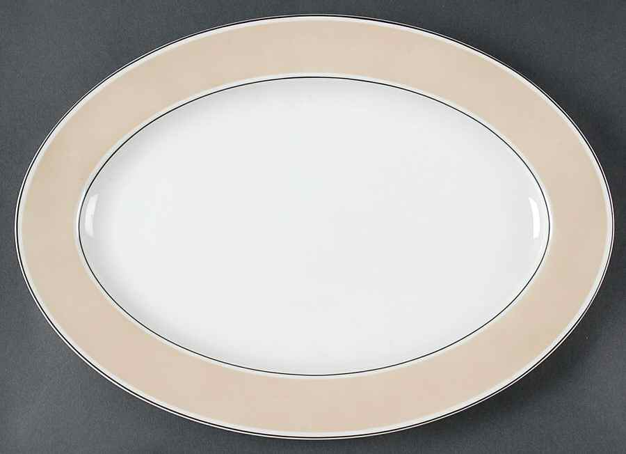 Rondelet Taupe 14" Oval Serving Platter by Fitz & Floyd-1