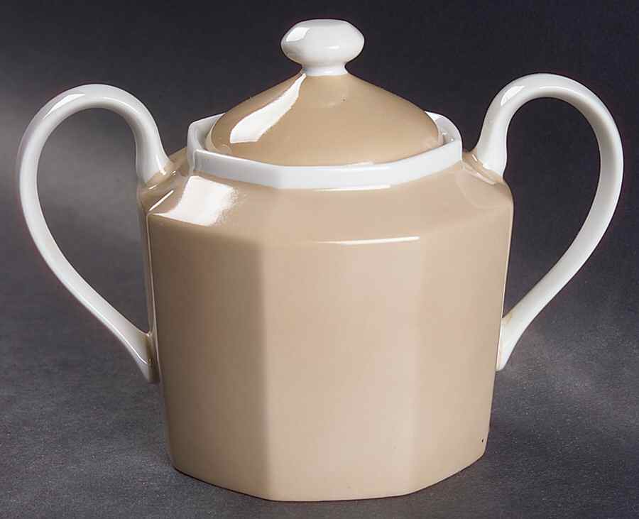 Rondelet Taupe Sugar Bowl & Lid by Fitz & Floyd-1
