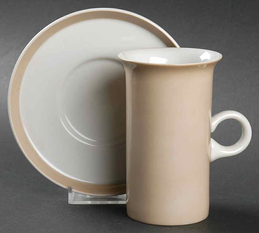 Rondelet Taupe Irish Coffee Cup and Saucer Set by Fitz & Floyd-1