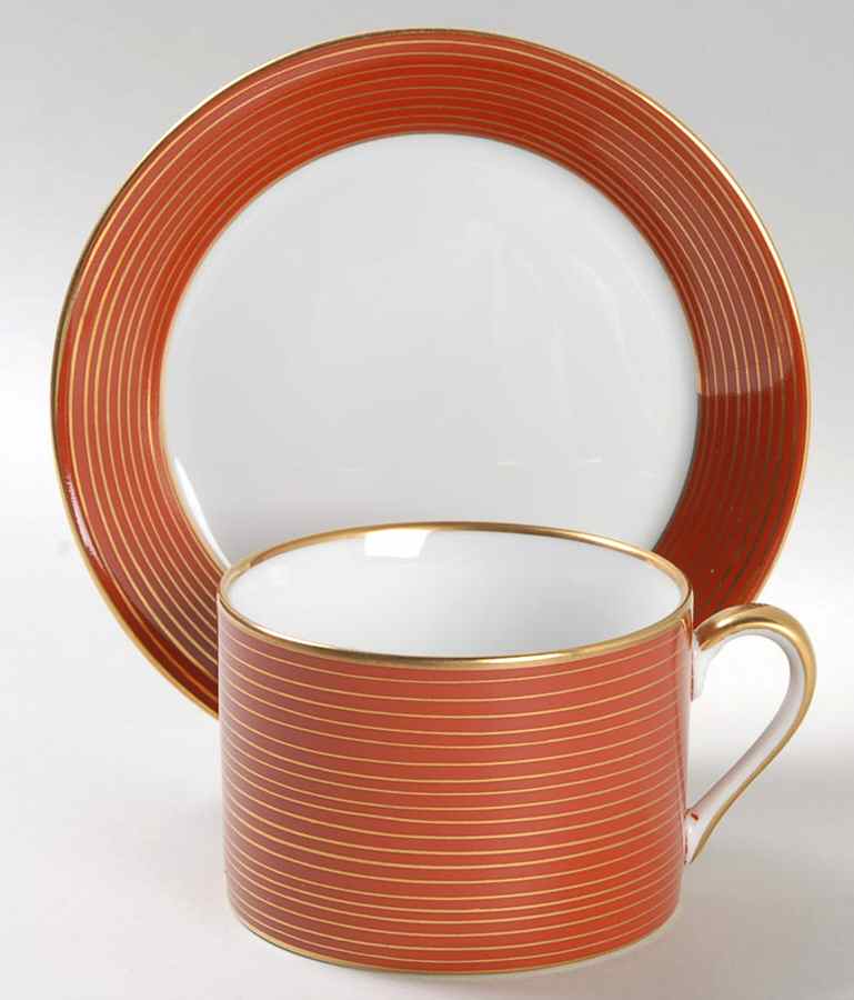 Rondelle Terra Cotta Flat Cup & Saucer Set by Fitz & Floyd-1