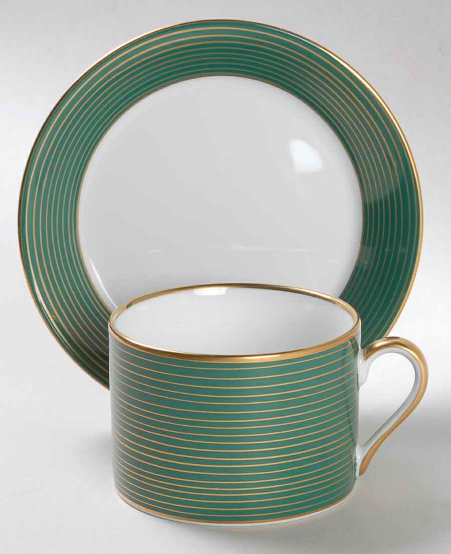 Rondelle Teal Green Flat Cup & Saucer Set by Fitz & Floyd-1