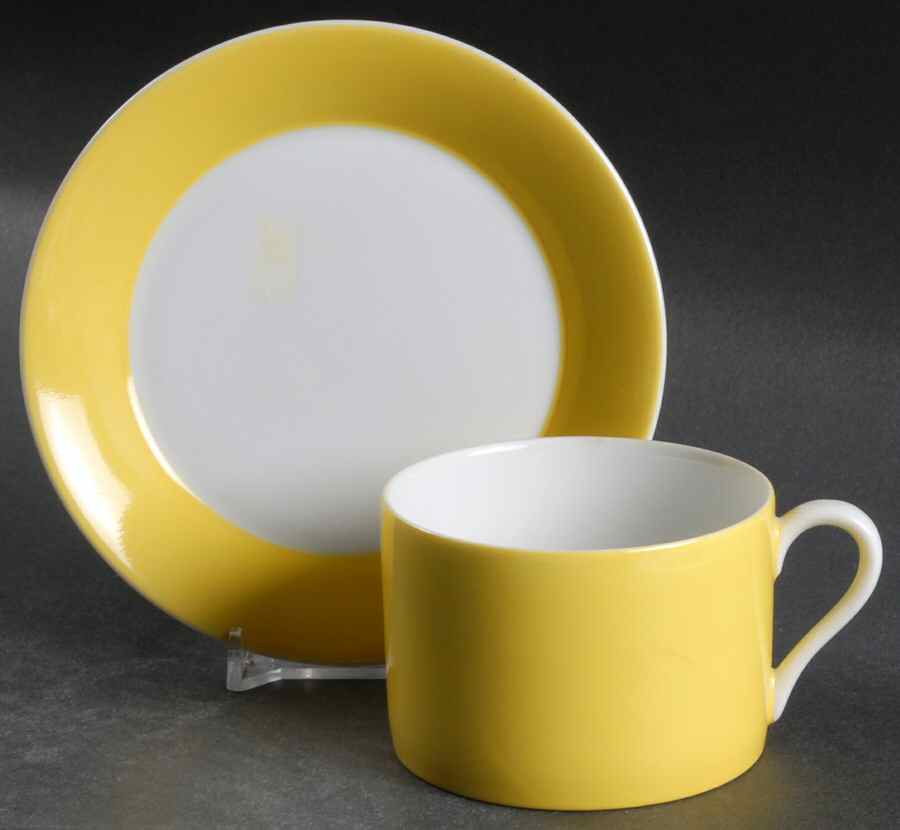 Rondelet Yellow Flat Cup & Saucer Set by Fitz & Floyd-1