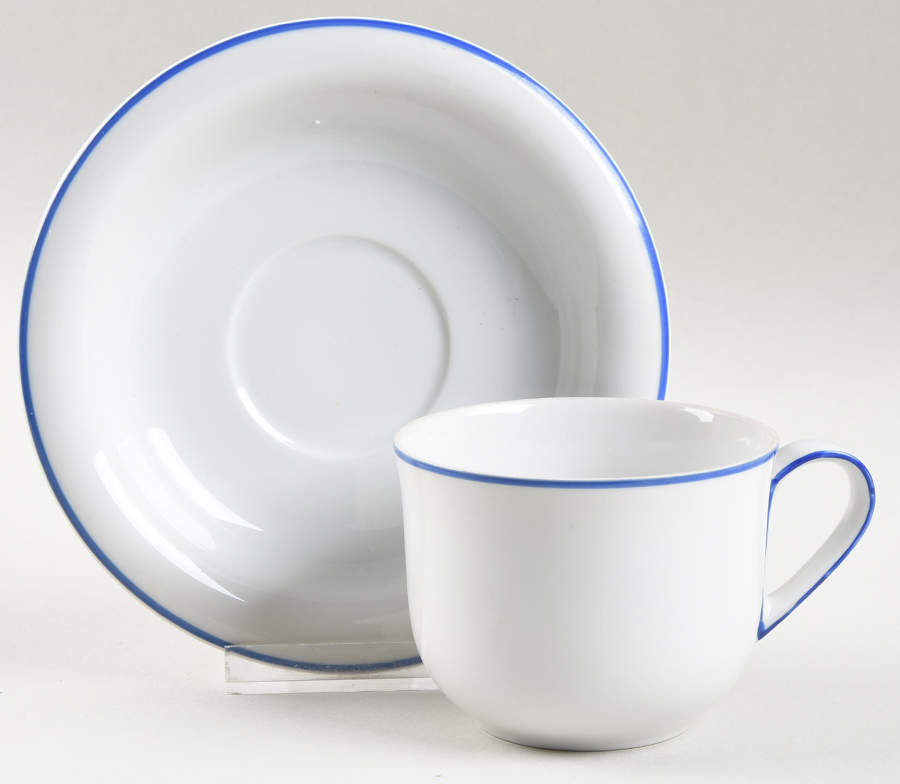 Rouleau Blue Flat Cup & Saucer Set by Fitz & Floyd-1