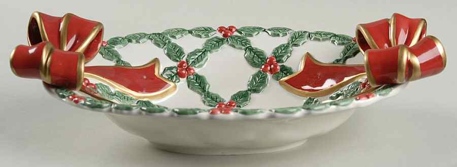 Santa's List Cranberry Bowl by Fitz & Floyd-1