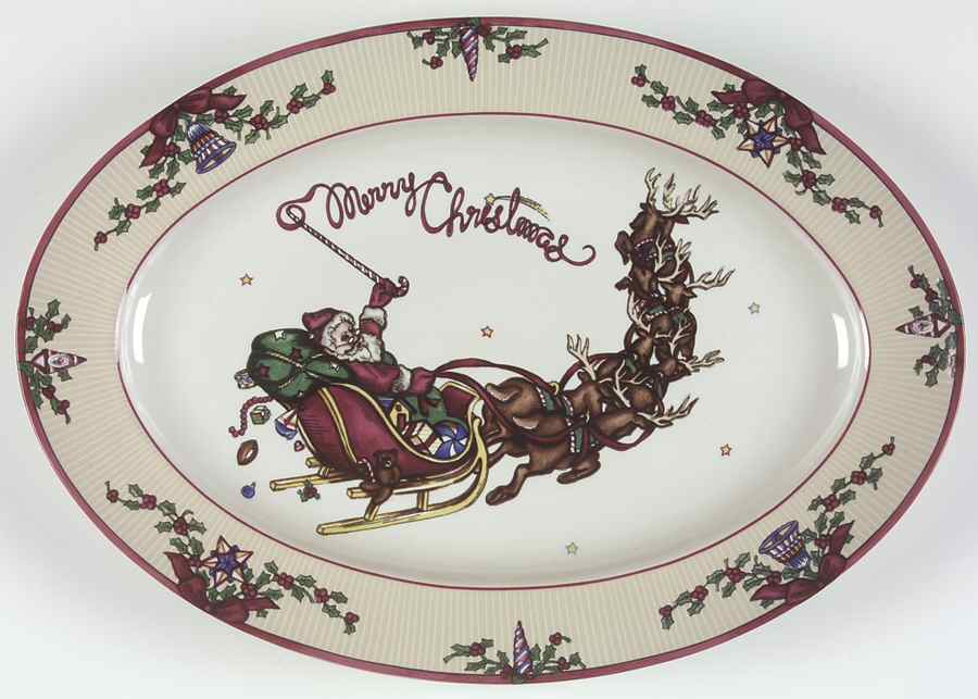 Santa's List 14" Oval Serving Platter by Fitz & Floyd-1