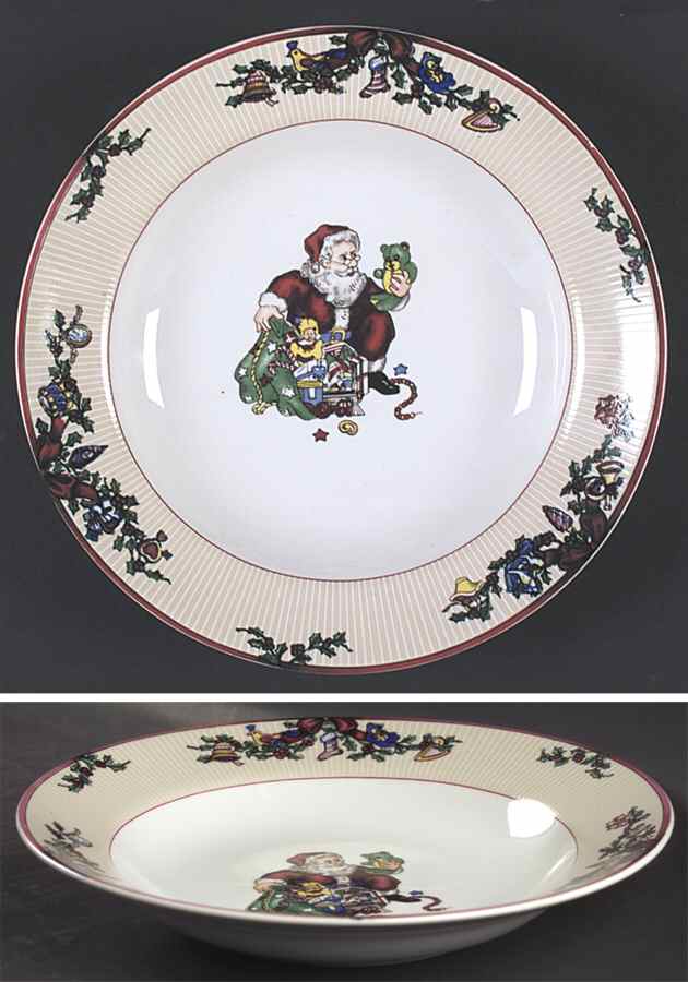 Santa's List Large Rim Soup Bowl by Fitz & Floyd-1