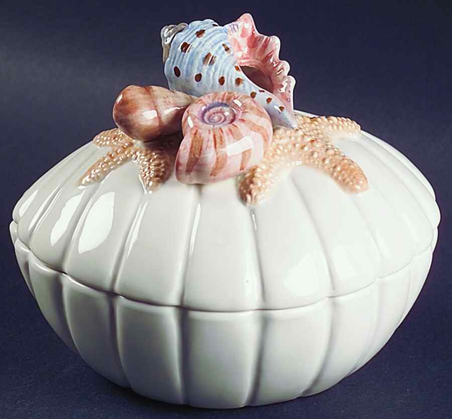 Seahorse Giftware Shell Shaped Box with Lid by Fitz & Floyd-1