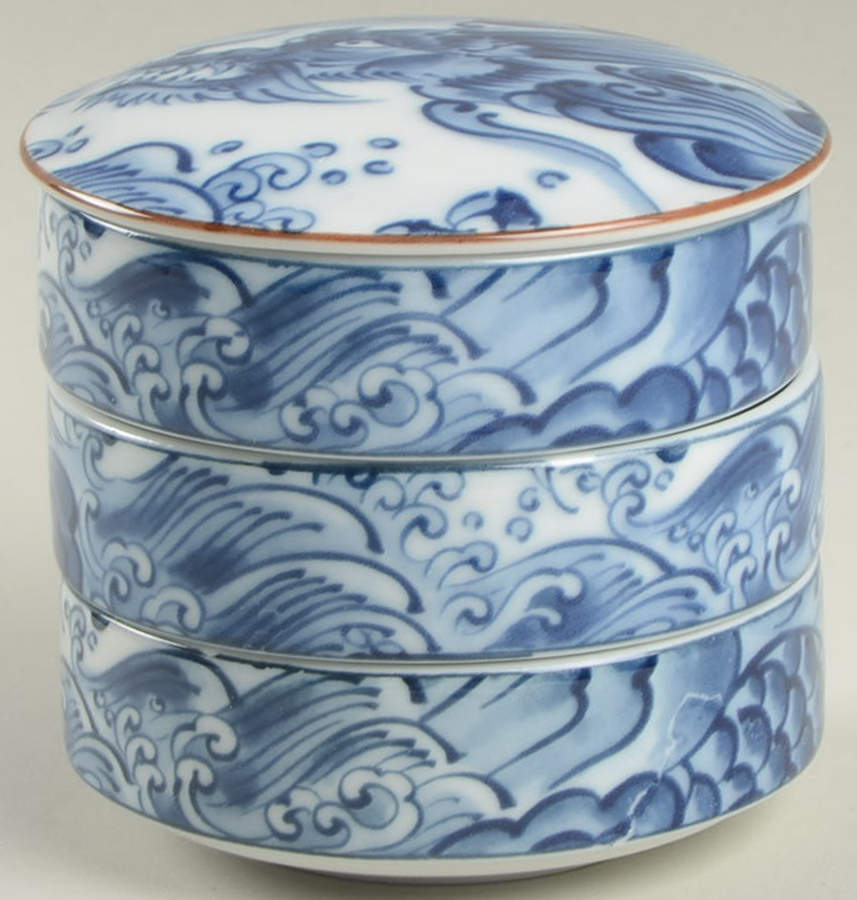 Sea Dragon (4 Piece) Small Stack Set (3 Small Bowls & Lid) by Fitz & Floyd-1