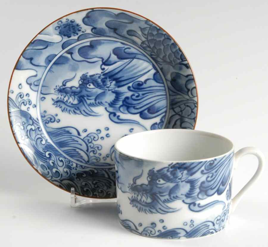 Sea Dragon Flat Cup & Saucer Set by Fitz & Floyd-1