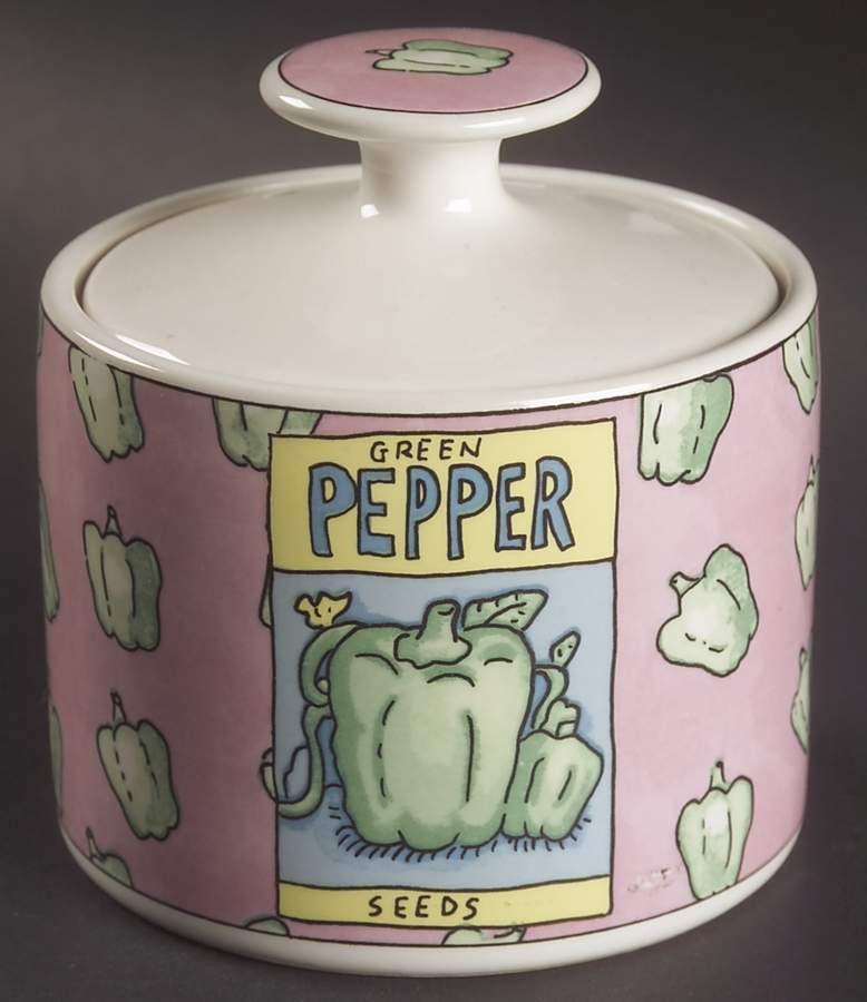 Seed Package Sugar Bowl & Lid by Fitz & Floyd-1