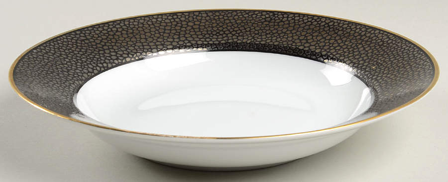Shagreen Charcoal (Made in Japan) Large Rim Soup Bowl by Fitz & Floyd-1