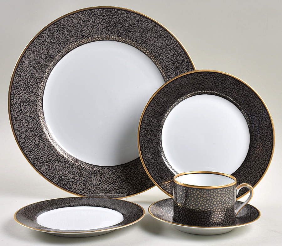 Shagreen Charcoal (Made in Japan) 5 Piece Place Setting by Fitz & Floyd-1