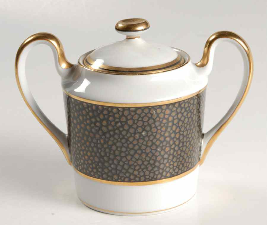 Shagreen Charcoal (Made in Japan) Sugar Bowl & Lid by Fitz & Floyd-1