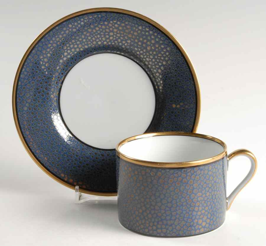 Shagreen Lapis Blue Flat Cup & Saucer Set by Fitz & Floyd-1