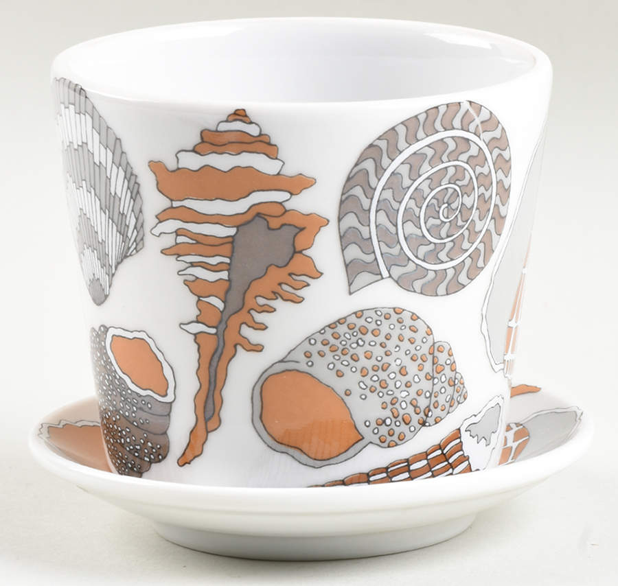 Shell 3" Flower Pot & Underplate by Fitz & Floyd-1