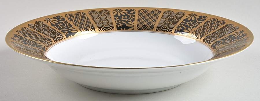 Shinmonzen Black Large Rim Soup Bowl by Fitz & Floyd-1