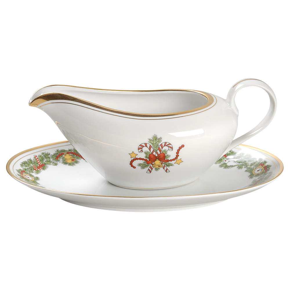 St. Nicholas Gravy Boat & Underplate/Relish by Fitz & Floyd-1