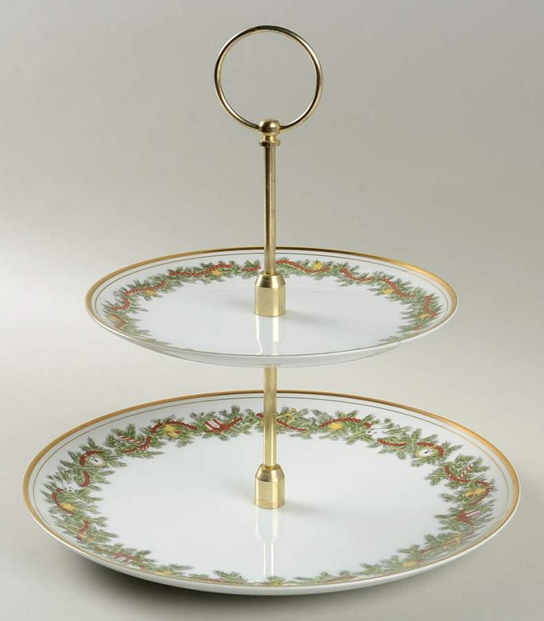 St. Nicholas 2 Tiered Serving Tray (Dinner & Salad Plate) by Fitz & Floyd-1