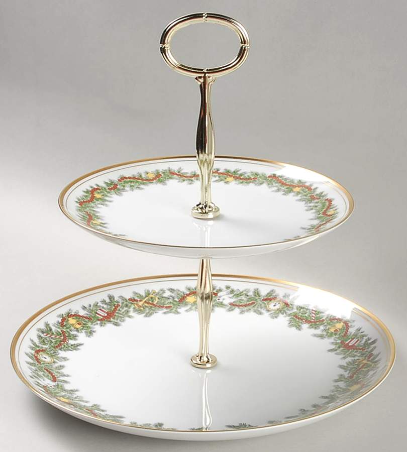 St. Nicholas 6 5/8"-10"  2 Tiered Serving Tray (Dp, Sp) HC by Fitz & Floyd-1