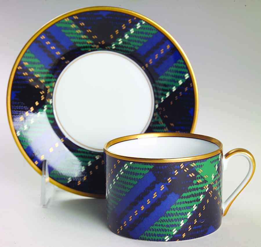 Tartan Plaid Flat Cup & Saucer Set by Fitz & Floyd-1