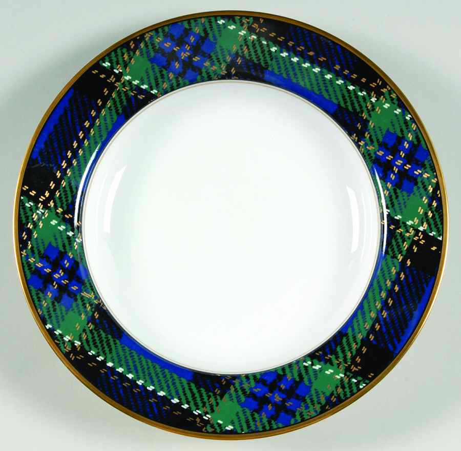 Tartan Plaid Large Rim Soup Bowl by Fitz and Floyd-1