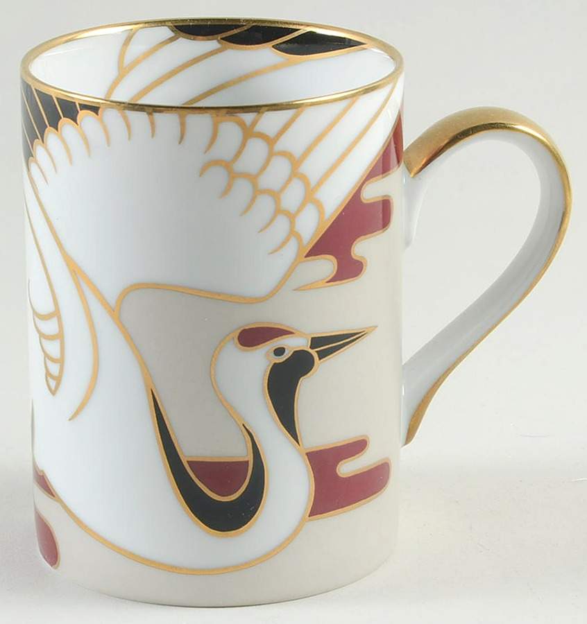 Tancho Stork Burgundy Mug by Fitz & Floyd-1