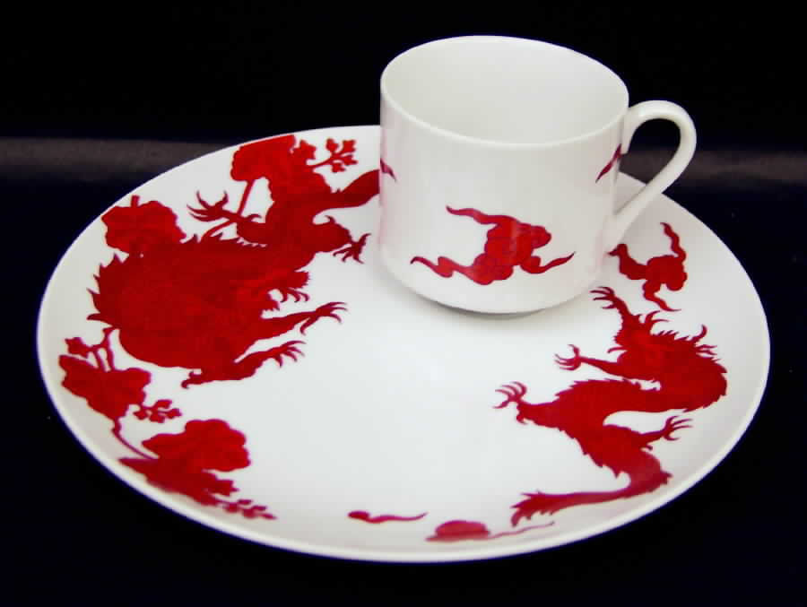 Temple Dragon Snack Plate & Cup Set by Fitz & Floyd-1