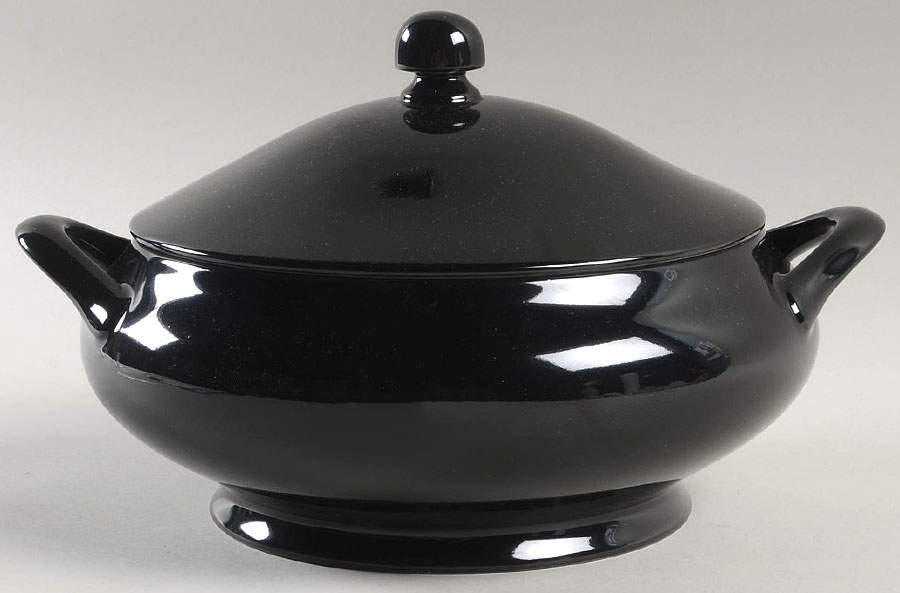 Total Color Black (Round, Smooth) Round Covered Vegetable by Fitz and Floyd-1