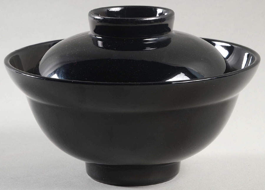 Total Color Black (Round, Smooth) Rice Bowl & Lid by Fitz and Floyd-1