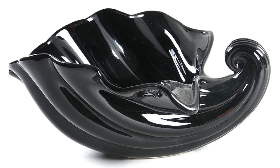 Total Color Black (Round, Smooth) 8" Shell Shaped Bowl by Fitz and Floyd-1